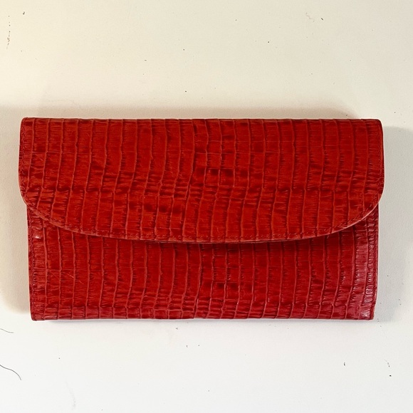 Giorgio Salvini Genuine Leather Wallet Made in Italy Red orange - Picture 1 of 7